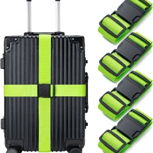 4-Pack TSA Luggage Straps for Suitcases Travel Bag Safety Green