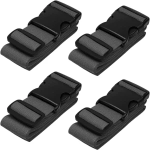 Luggage Straps for Suitcases - TSA Approved - Gray, 4 PK - Premium Nylon Belts f